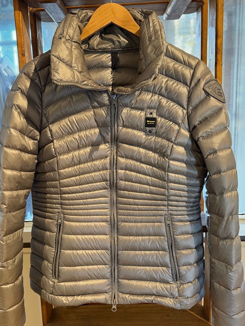 Blauer Metallic Gray Lightweight Puffer Jacket